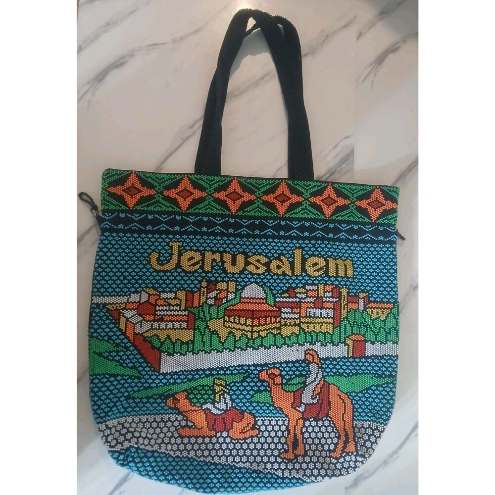 Jerusalem Themed Beaded Tote Bag Purse